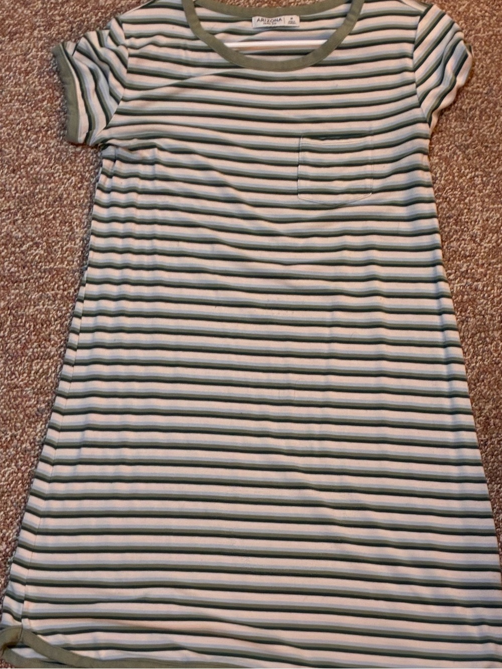 Arizona Green & White Striped Mini T-Shirt Dress